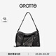 GROTTO個(gè)樂(lè )新款SoftCollar保齡球包單肩包小中號通勤斜挎包禮物 經(jīng)典黑M 亮銀