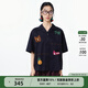 幻走（MOVEUP）2025夏季新款.FUN系列純棉一片領(lǐng)主題繡花短款襯衫女 夜黑 S
