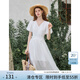 范思藍恩法式泡泡袖V領(lǐng)修身顯瘦連衣裙女夏季2025新款裙子2394 月光白 M
