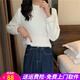 歐貝汐毛衣女加絨加厚春秋季學(xué)生打底衫時(shí)尚半高領(lǐng)女士?jì)却钺樋椛?白色 均碼