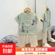 男童漢服夏季薄款套裝寶寶唐裝兒童古裝中國風(fēng)少爺服宋制棉兩件套 桃花套裝豆綠色 140