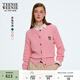 Teenie Weenie小熊針織開(kāi)衫女秋季復古絞花多巴胺針織毛衣外套空調衫 淺粉色 M