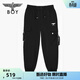 BOY LONDON春季男女同款長(cháng)褲磨毛設計感老鷹時(shí)尚休閑工裝褲N34015 黑色 S