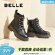 百麗（Belle）時(shí)尚百搭馬丁靴女商場(chǎng)同款休閑舒適牛皮甜酷短靴3NZ40DD4 黑色 38 (240mm)