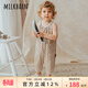 Milkbarn兒童無(wú)袖連體衣中小童純棉背帶褲寶寶夏季外出爬服童裝 格紋LOGO 80