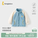 童泰（TONGTAI）寶寶外套春秋季嬰兒衣服兒童搖粒絨上衣兒童立領(lǐng)開(kāi)衫藍色120cm