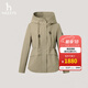 哈吉斯（HAZZYS）女裝 冬季款女士外套純色連帽收腰休閑夾克女ASVSU0CDX11 米色BI M (160/84A 38)