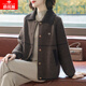 俞兆林（YUZHAOLIN）中老年女裝翻領(lǐng)毛呢外套短款女裝2025新款洋氣質(zhì)媽媽裝春秋上衣服 AN855595DC 咖色 M 建議105斤內