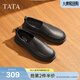 他她（TATA）商務(wù)休閑皮鞋男士經(jīng)典一腳蹬懶人鞋父親商場(chǎng)同款VVK02CM2 黑色 42
