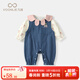 凡獵女童套裝春裝2026新款洋氣嬰兒衣服寶寶背帶褲牛仔兩件套春秋 藍色 90 cm
