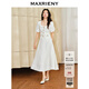 MAXRIENY優(yōu)雅復古小香風(fēng)花紗半裙a字傘擺半身裙子 本白 S 01/34