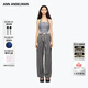 ANN ANDELMAN【明星同款】官方直營(yíng)直筒松緊腰拼接條紋休閑褲 灰色 M