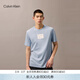 Calvin KleinJeans夏季男士休閑通勤簡(jiǎn)約ck鏤空字母膠印純棉針織短袖T恤上衣 24Q-粉末藍 L