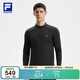 FILA 斐樂(lè )官方男子針織長(cháng)袖上衣冬季健身運動(dòng)加絨基礎長(cháng)T