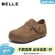 百麗（Belle）周雨彤同款全麥吐司厚底內增高女商場(chǎng)休閑全包勃肯鞋E6V1DDM5預售 卡其色-單里（2代 | 4cm跟高） 36