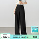 尚都比拉氣質(zhì)通勤休閑褲女夏季梨型高腰顯瘦闊腿褲及地西褲 黑色 M