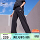 耐克（NIKE）女褲休閑百搭直筒褲春秋冬闊腿薄絨運動(dòng)褲黑色長(cháng)褲 FB2728-010 S