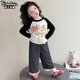 迪士咪魯（DISHIMILU）女童寶寶套裝春裝2026新款春秋休閑1-8歲兒童裝女孩春季小孩衣服 XT884(上衣+褲子）-黑白色 110 碼/身高100-110cm（3-4歲）