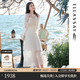 歌力思（ELLASSAY）【萊賽爾百褶透膚】2026春高腰大擺顯瘦中長(cháng)款半身裙女EWB371M001 珠光白 S