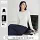 對白（DUIBAI）簡(jiǎn)約軟糯收腰長(cháng)袖T恤女2025冬新款圓領(lǐng)正肩顯瘦加厚內搭上衣 月光白 L
