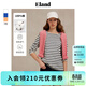 ELAND【100%棉】衣戀T恤女圓領(lǐng)學(xué)院風(fēng)撞色條紋長(cháng)袖上衣25秋季新款 象牙白/白色(39)Ivory M