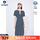 Navigare意大利小帆船條紋短袖連衣裙女夏季純棉顯瘦POLO裙百搭休閑長(cháng)裙 海軍藍/白 M 碼