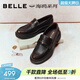 百麗（Belle）海鷗樂(lè )福鞋女26春新質(zhì)感牛皮舒適通勤單鞋B2972AA6預售 啡色 37