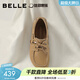 百麗（Belle）焦糖吐司復古系帶勃肯鞋女2026春新舒適低跟休閑單鞋B3040AM6預售 杏色 37