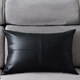 軟皮PU仿真皮沙發(fā)汽車(chē)客廳靠墊靠枕抱枕腰枕皮質(zhì)枕套抱枕定制特價(jià) 黑色拼接 35cm*50cm 含枕芯