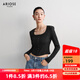 艾諾絲雅詩(shī)【商場(chǎng)同款】春秋新品休閑顯瘦方領(lǐng)針織衫長(cháng)袖上衣女40316170 黑色 M