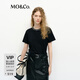 MO&Co.短袖T恤春棉質(zhì)手工釘鉆露背捏褶圓領(lǐng)白色MBE1TEET04 黑色 S /160