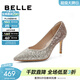 百麗（Belle）吉娜同款高跟鞋女商場(chǎng)新款四季單鞋婚鞋BDAK3AQ6預售 浮光躍金-跟高8CM（寬版） 38