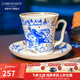 Lomonosov俄皇茶具童話(huà)城堡1杯1碟咖啡杯硬瓷藝術(shù)描畫(huà)進(jìn)口陶瓷高顏值瓷器 踏雪馬車(chē)馬克杯碟360ml