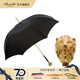 葩莎帝意大利手工定制黑色傘面金色獅子頭戶(hù)外便攜直柄晴雨傘禮盒裝 黑色經(jīng)典櫸木握桿金獅手柄長(cháng)傘