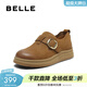 百麗（Belle）復古擦色牛皮勃肯鞋女商場(chǎng)同款厚底休閑單鞋E7C1DCM5 棕色 36 (230mm)