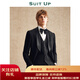 休塔【婚禮紀】黑色青果領(lǐng)西服套裝結婚禮服訂婚正裝修身西裝三件套薄 黑色【上衣+褲子】 贈襯衫+領(lǐng)結 XL 【50A】 下單可備注褲子碼數