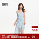 森馬（Semir）連衣裙女設計感荷葉邊2025夏季新款吊帶暈染碎花雪紡裙度假風(fēng) 藍色調00388 XL