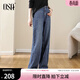 歐莎（OSA）【筷子褲】經(jīng)典高腰直筒牛仔褲女梨形身材闊腿褲褲子顯高秋新款 牛仔藍色 2XL