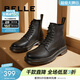 百麗（Belle）復古粗跟馬丁靴男休閑工裝風(fēng)機車(chē)短靴加絨92267DD0 黑色(8孔)-92427 43 (265mm)