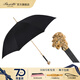 葩莎帝意大利手工定制黑色傘面金色獅子頭戶(hù)外便攜直柄晴雨傘禮盒裝 黑色山羊皮飾握桿 金獅手柄長(cháng)傘