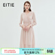 愛(ài)特愛(ài)（EITIE）法式復古雪紡網(wǎng)紗V領(lǐng)收腰長(cháng)袖連衣裙秋冬新款女裙C2307248 花蜜粉63 2XL 175