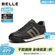 百麗（Belle）張凌赫同款新款系列小輕甘德訓阿甘鞋男休閑鞋8RG01BM5 黑色/綠色-單里（高幫） 41