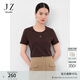玖姿·安娜蔻活力休閑風(fēng)基礎款舒適棉柔短上衣T恤女2024夏款 蜜糖棕 M