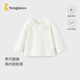 童泰（TONGTAI）女寶寶打底衫春秋季兒童衣服女童外出花邊領(lǐng)提花上衣長(cháng)袖T恤 白色 80