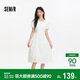 森馬（Semir）連衣裙女夏不規則拼接木耳邊泡泡袖收腰設計感中長(cháng)裙101325114041