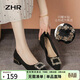 ZHR則則淺口單鞋女氣質(zhì)尖頭休閑女鞋時(shí)尚水鉆方扣鞋子女 BL180 黑色 39 
