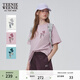 Teenie Weenie小熊女裝t恤夏季寬松白色休閑圓領(lǐng)短袖上衣 粉色 L