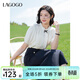 LAGOGO優(yōu)雅少女木耳邊短袖襯衫女拉谷谷2025年夏季新款蝴蝶結上衣 米色 L