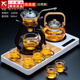 正揚玻璃茶具套裝辦公高檔整套抽水功夫茶盤(pán)燒水一體茶臺電陶爐煮茶器 戈(一體抽水白)900+自動(dòng)(邀月)六色把