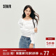 森馬（Semir）長(cháng)袖襯衫女短款白色繡花浪漫秋2025荷葉邊一字肩襯衣107625105003